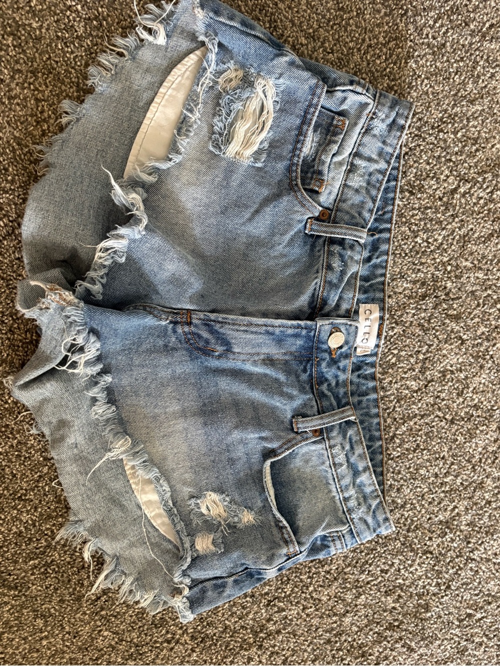 Cello Distressed Light Blue Denim Cutoff Shorts